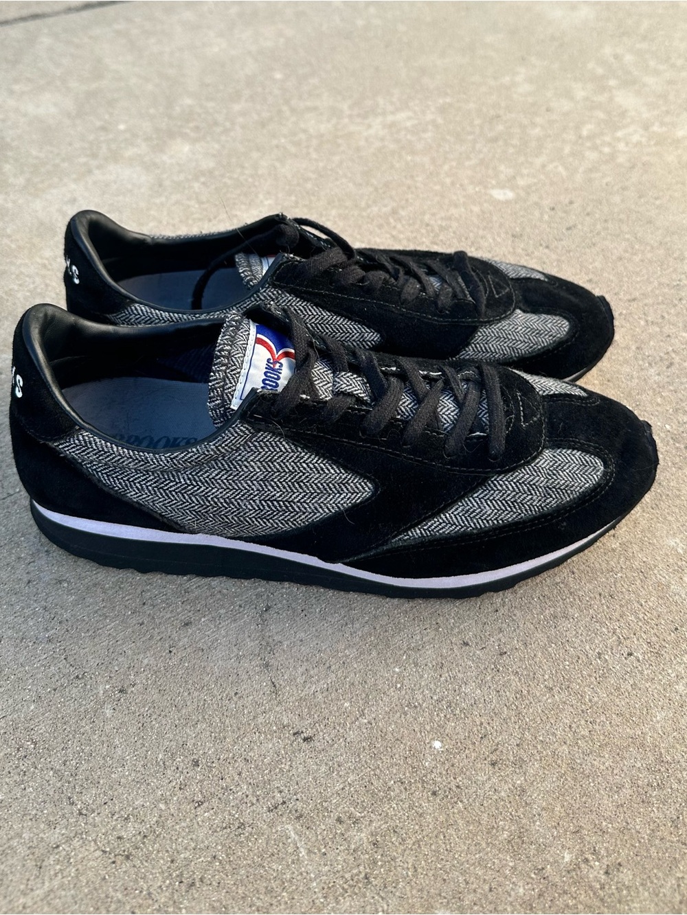 Brooks Heritage Vanguard Tweed Herringbone Suede Retro Running Sneakers~8.5 - Picture 3 of 8
